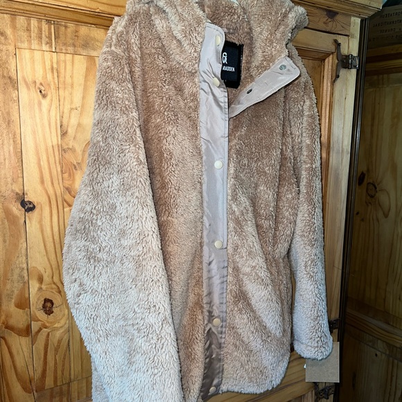 Steve Madden tan brown teddy style snap up jacket. SZ.XL-1X. NWT - Picture 7 of 7